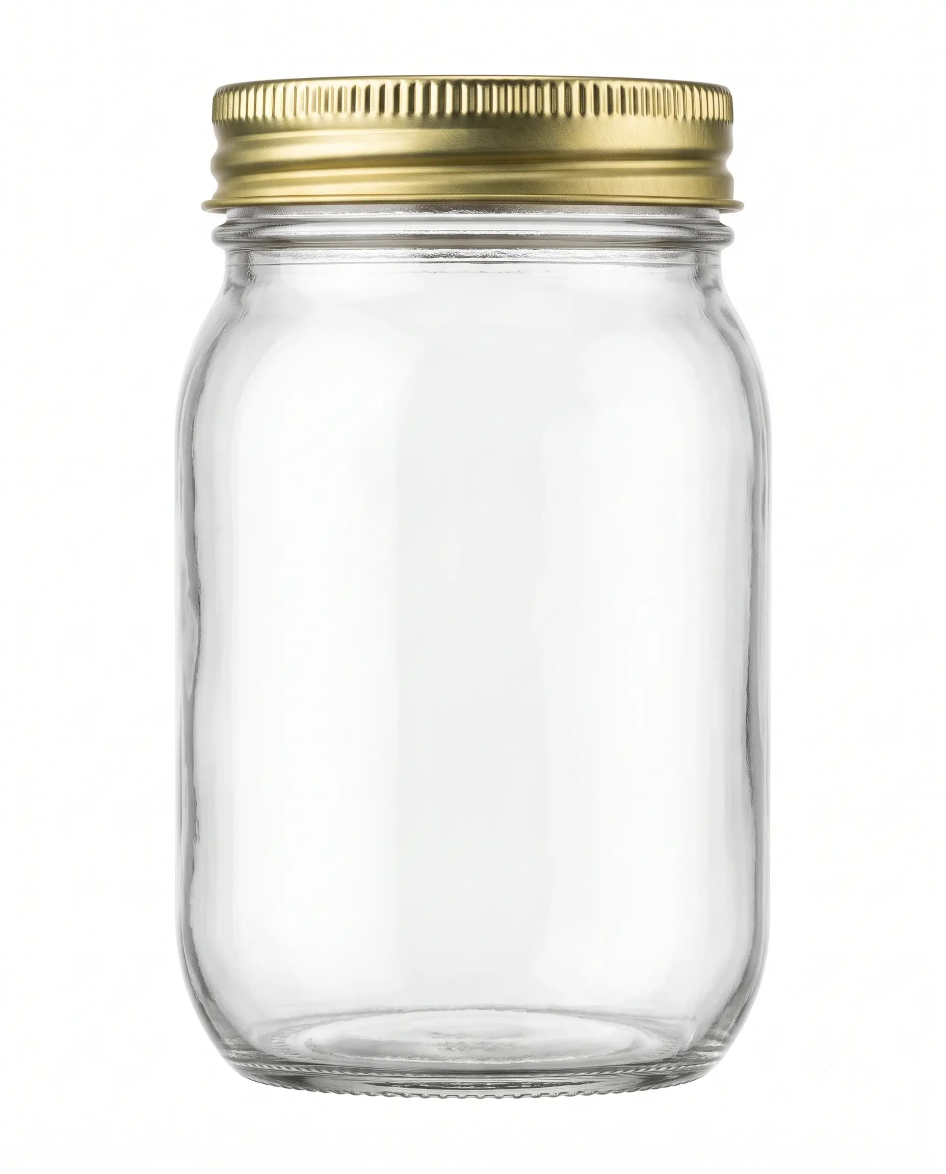 Empty glass jar with gold lid