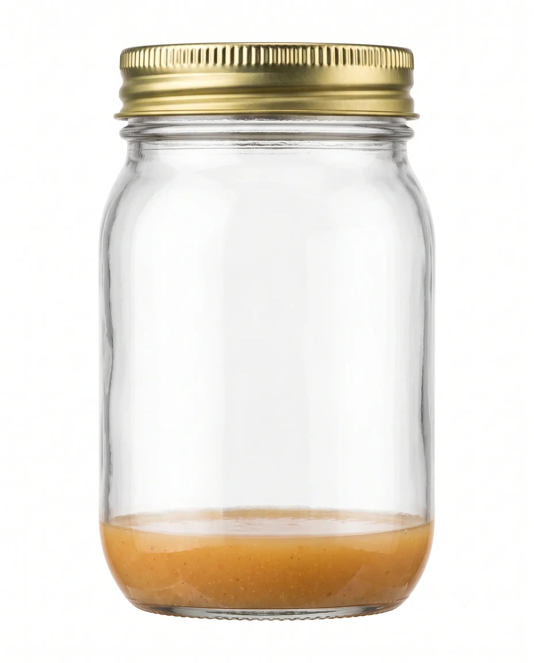 Jar with tangy vinaigrette dressing at the base